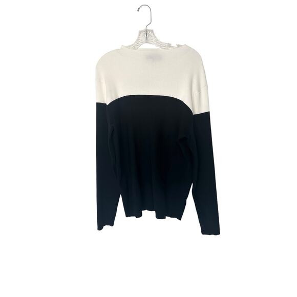 Eloquii Sweater Plus Black White Mock Neck Cable Knit Long Sleeve Size 22/24 - Picture 1 of 12